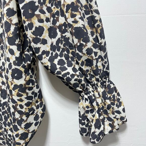 Sanctuary Leopard Abstract Top Puff Sleeves Boho Chic Size S - Picture 5 of 12